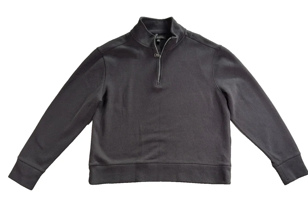 Banana Republic Mens Quarter Zip Pullover Sweatshirt Charcoal Black Medium